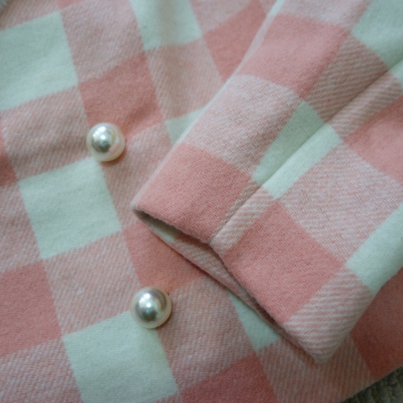 Love Shack Fancy Dumont Double Breasted Tweed Coat - Crisp Peach - Picture 9 of 12